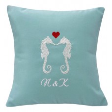 Nantucket Bound Valentine's Seahorses Personalized Indoor/Outdoor Throw Pillow NANT1114